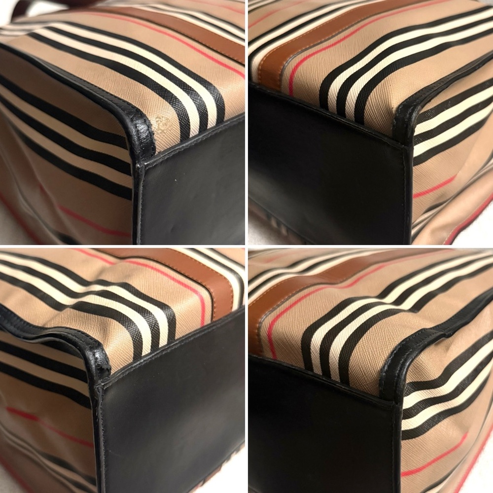 Authentic Burberry Icon Stripe E-Canvas Portrait Tote bag - Picture 15 of 16